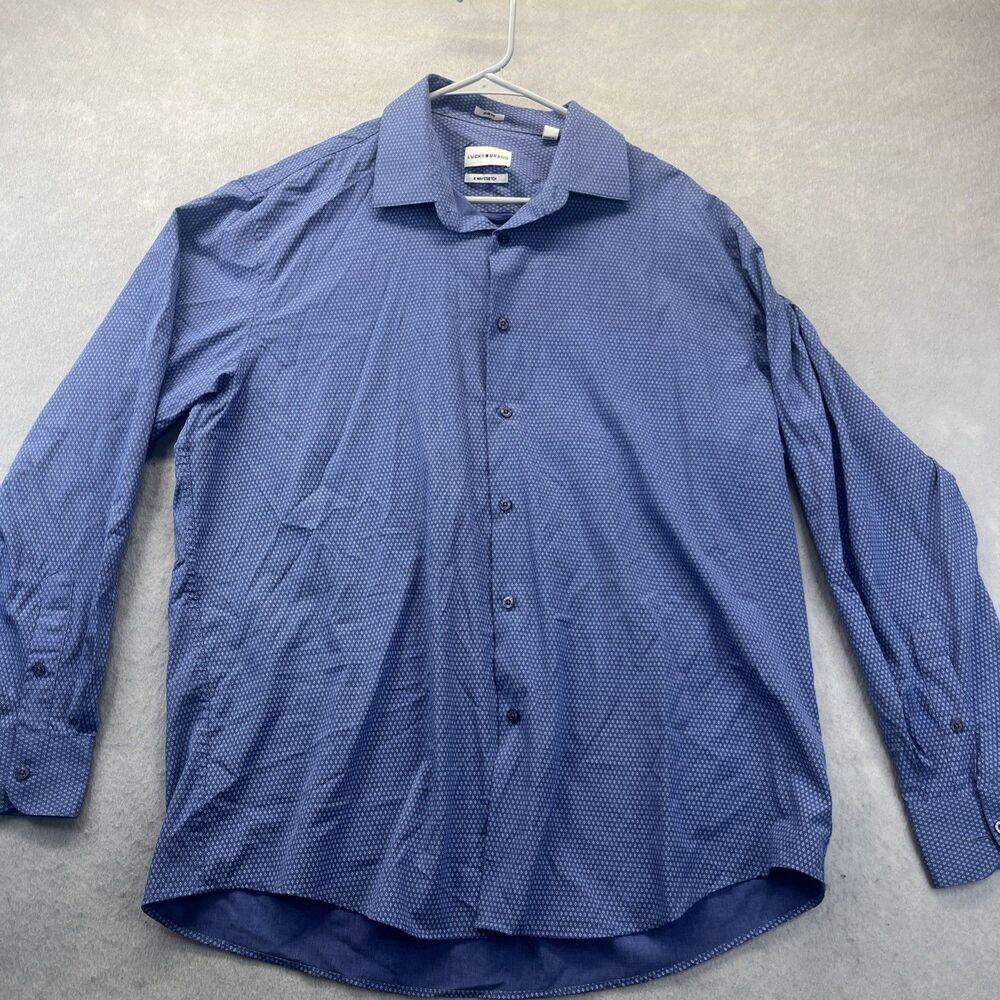 Lucky Brand 4 way Stretch XL 17 - 17.5 Geometric Slim Fit Long Sleeve Shirt